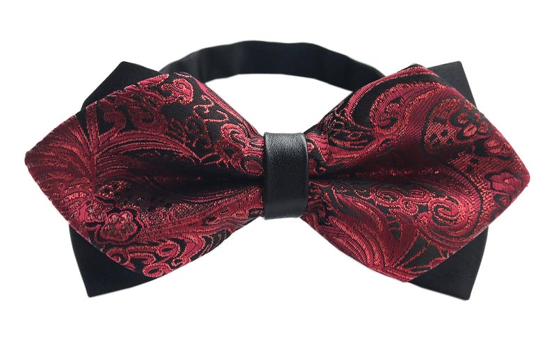 Men Children Dark Burgundy Red Black Silk Bow Ties Casual Neckwear For Boyfriend